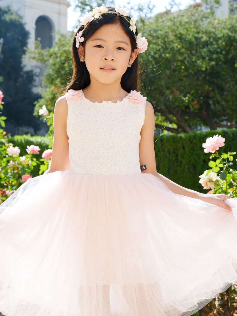 Petite Hailey Pale Pink Vintage Flower Tutu Dress