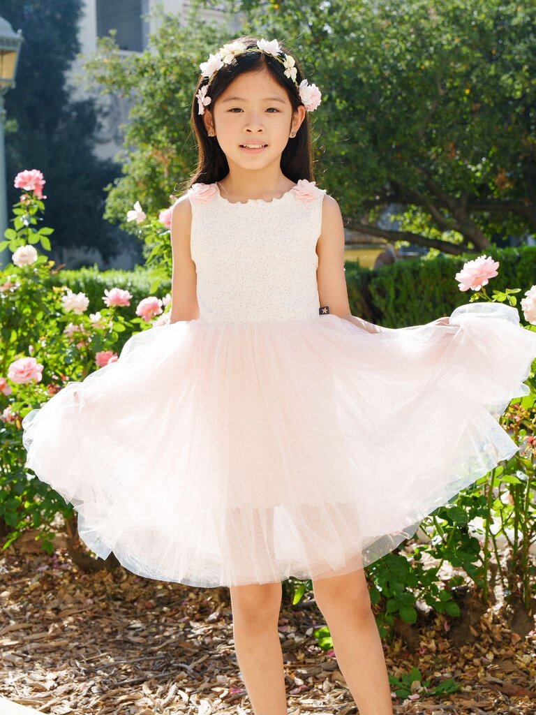 Petite Hailey Pale Pink Vintage Flower Tutu Dress