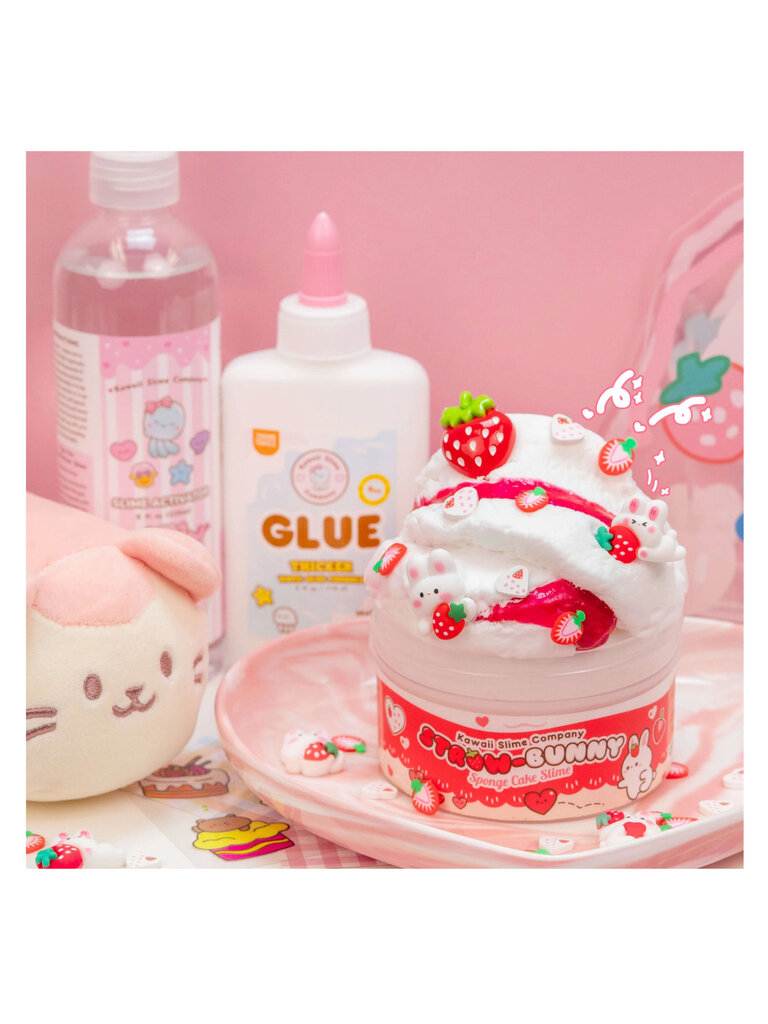 Kawaii Slime Straw-Bunny Sponge Cake Cloud Slime