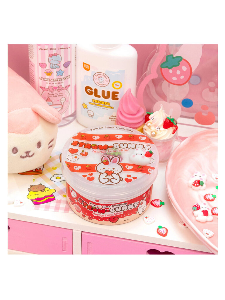 Kawaii Slime Straw-Bunny Sponge Cake Cloud Slime