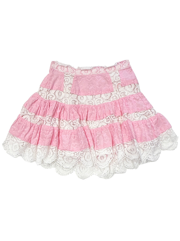 THEME Luna Pink Heart Lace Mini Skirt