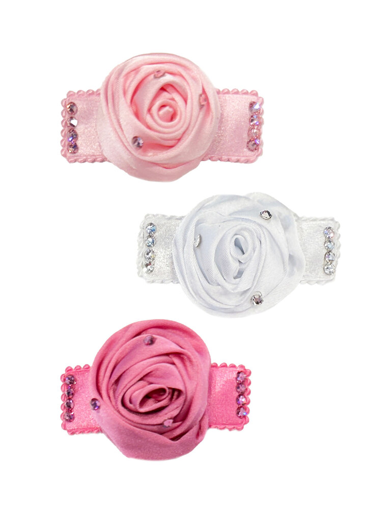 Bari Lynn Crystal Satin Rose Clip