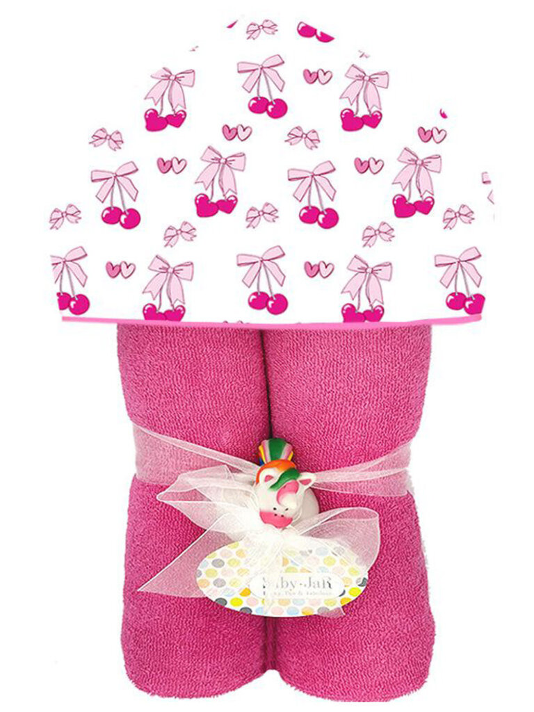 Baby Jar Deluxe Hooded Towel - Cherry Bows