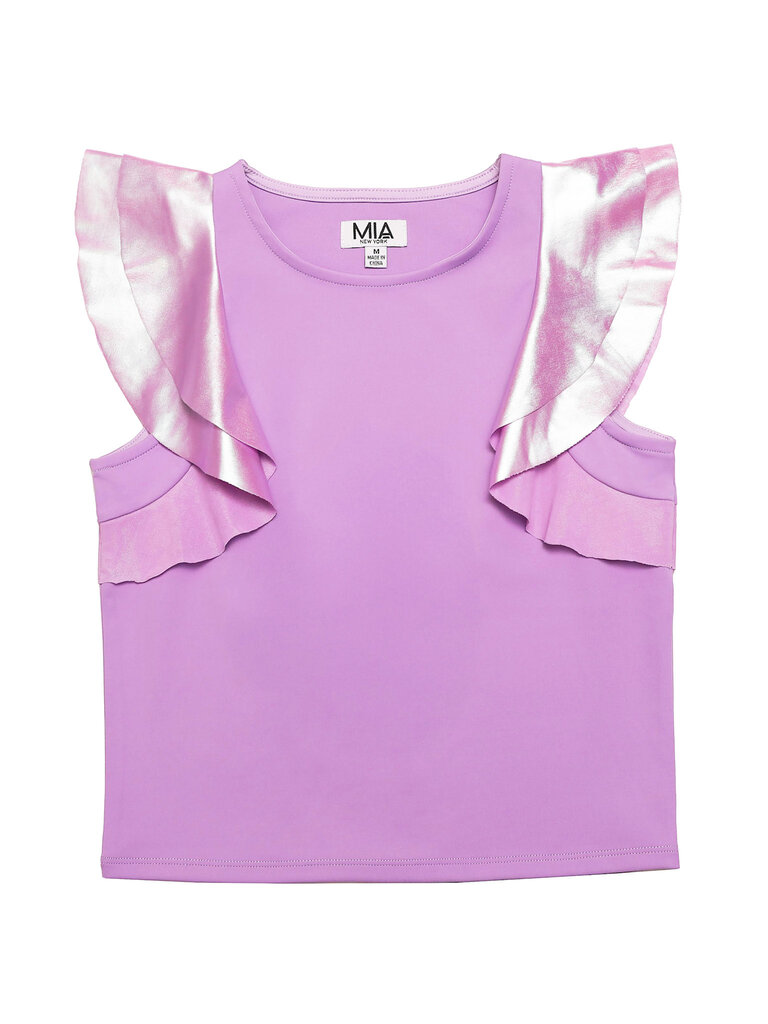 MIA New York Orchid Shimmer Flutter Top