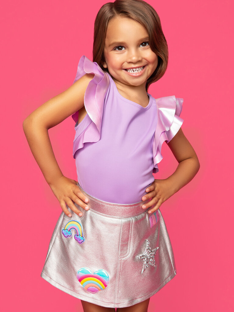 MIA New York Orchid Shimmer Flutter Top