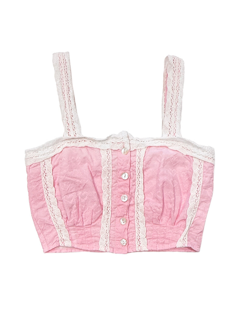THEME Skylar Pink Heart Lace Top