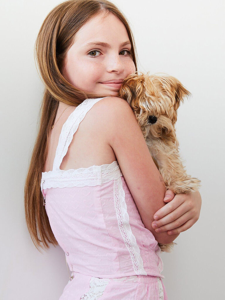 THEME Skylar Pink Heart Lace Top