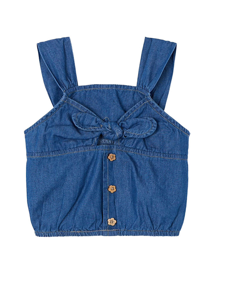 Mayoral Blue Chambray Bow Top