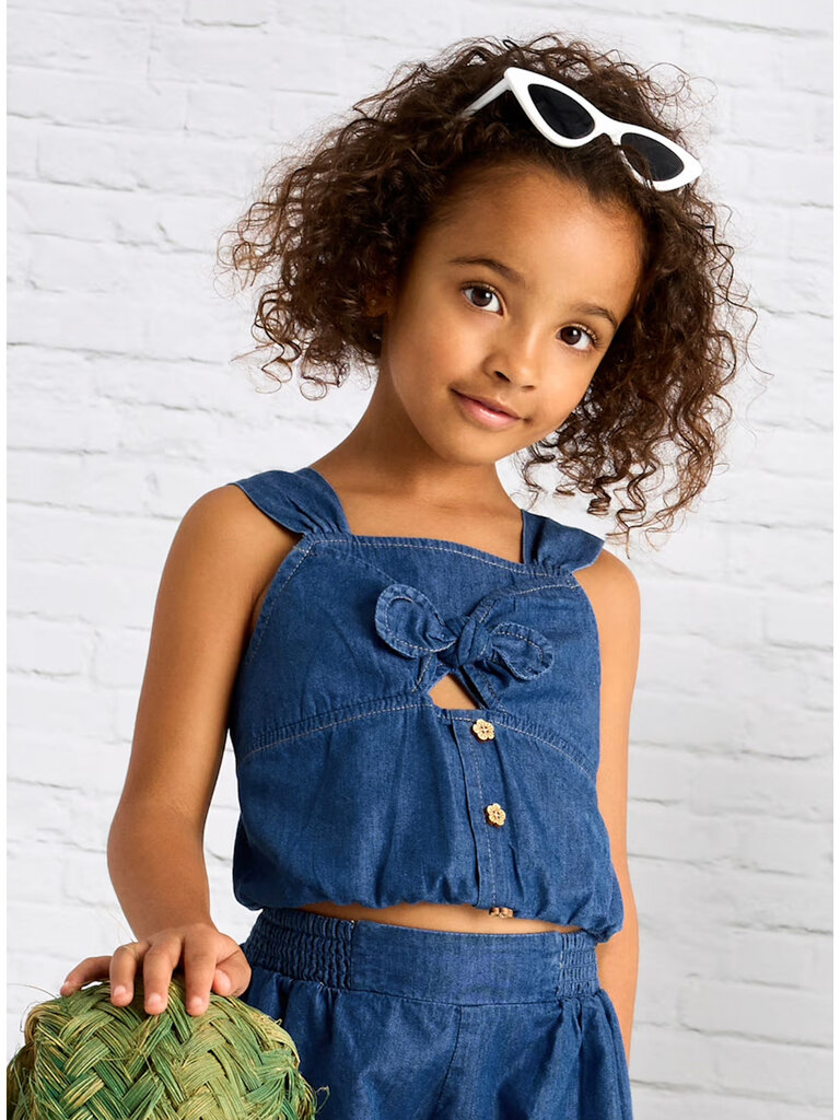 Mayoral Blue Chambray Bow Top