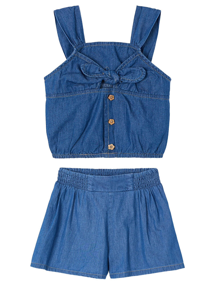 Mayoral Blue Chambray Bow Top