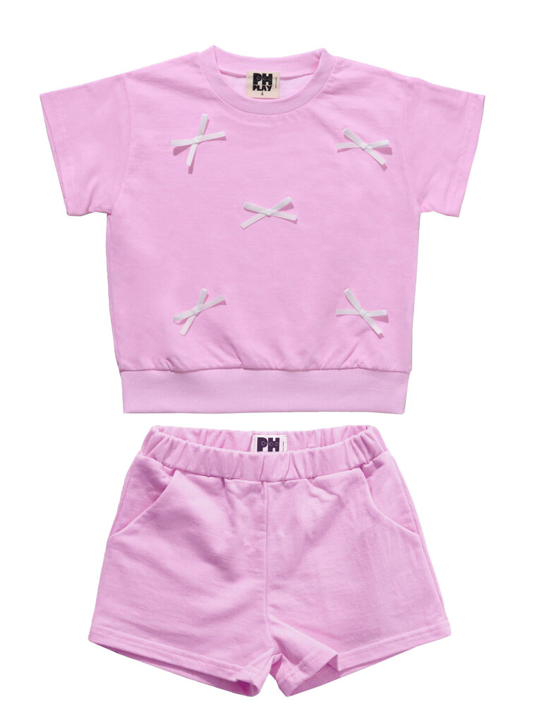 Petite Hailey Light Pink Bow Sweatshirt Set