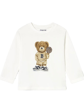 Mayoral Ivory Baby Basketball Bear Shirt