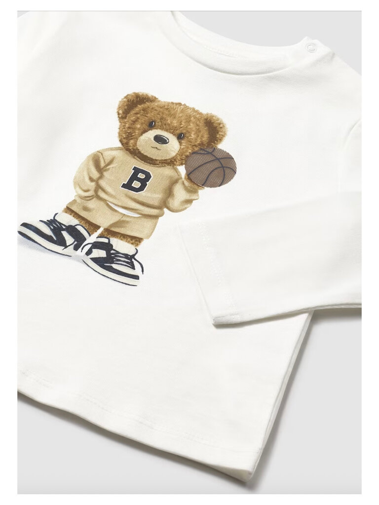 Mayoral Ivory Baby Basketball Bear Shirt