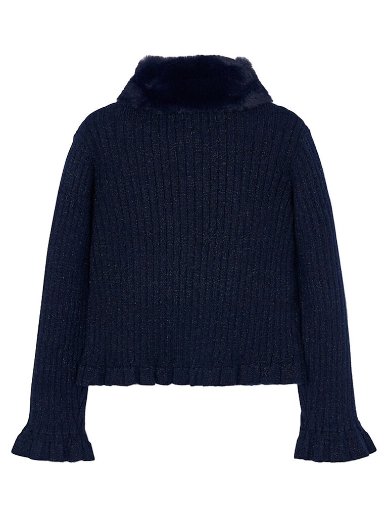 Mayoral Girls Navy Fur Cardigan