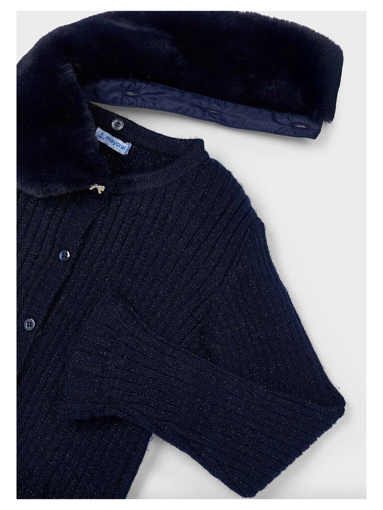 Mayoral Girls Navy Fur Cardigan