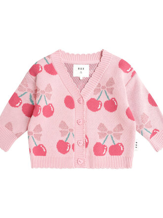 HUXBABY Cherry Pie Scalloped Knit Cardi