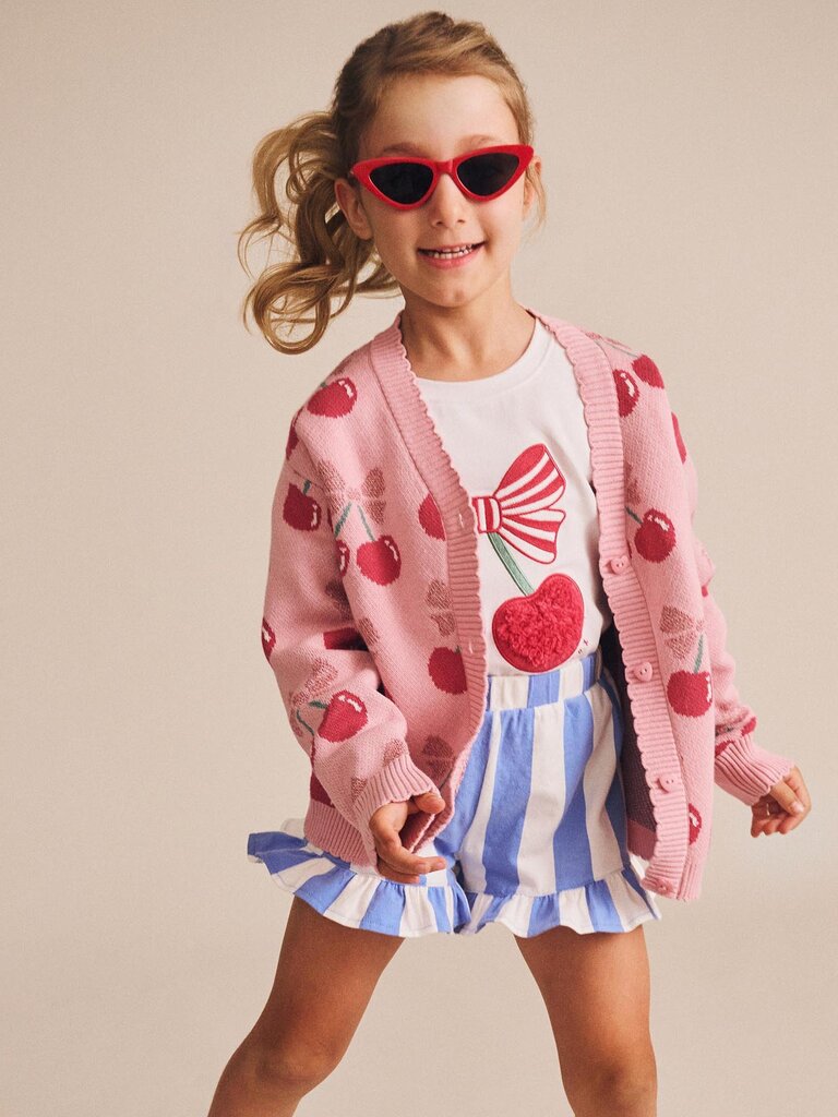 HUXBABY Cherry Pie Scalloped Knit Cardi