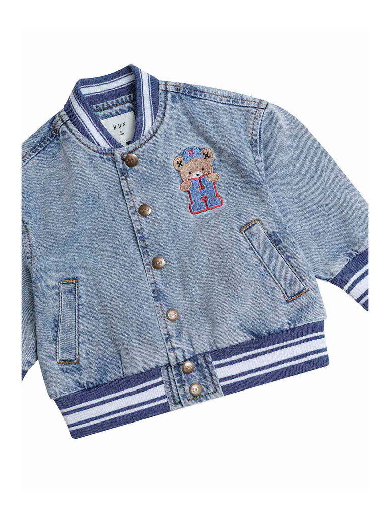 HUXBABY Dreamy Denim Varsity Bomber