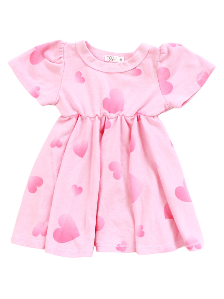 Ombre Heart Puff Slv Dress