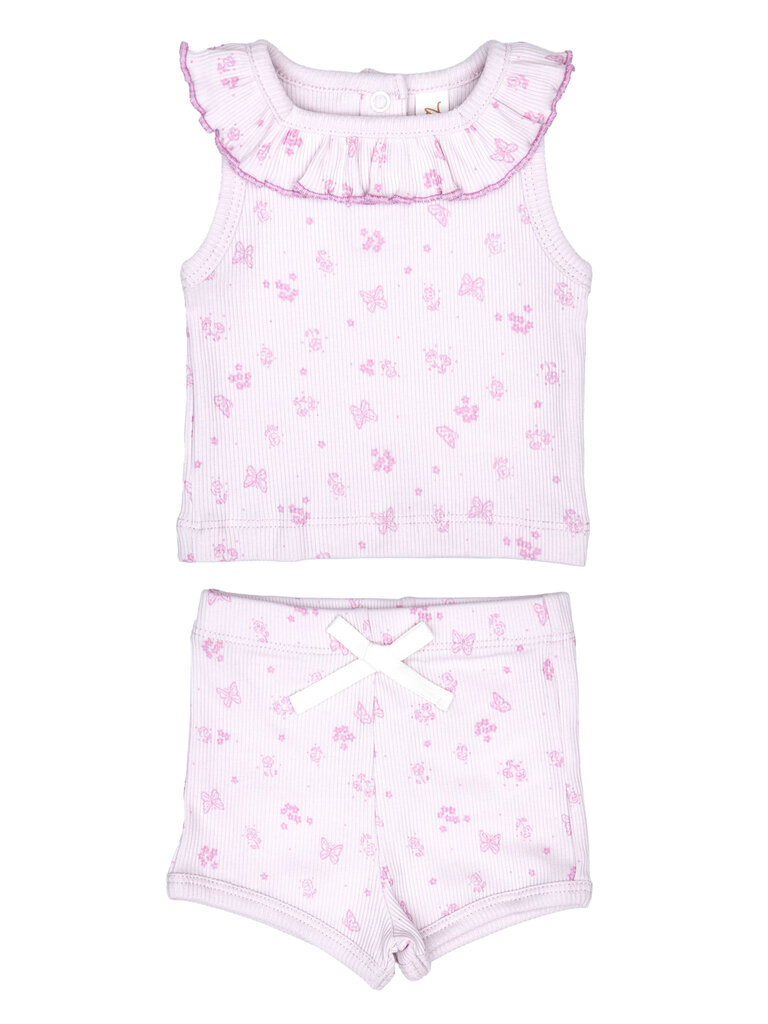 tun tun Orchid Butterflies Ruffle Top Short Set
