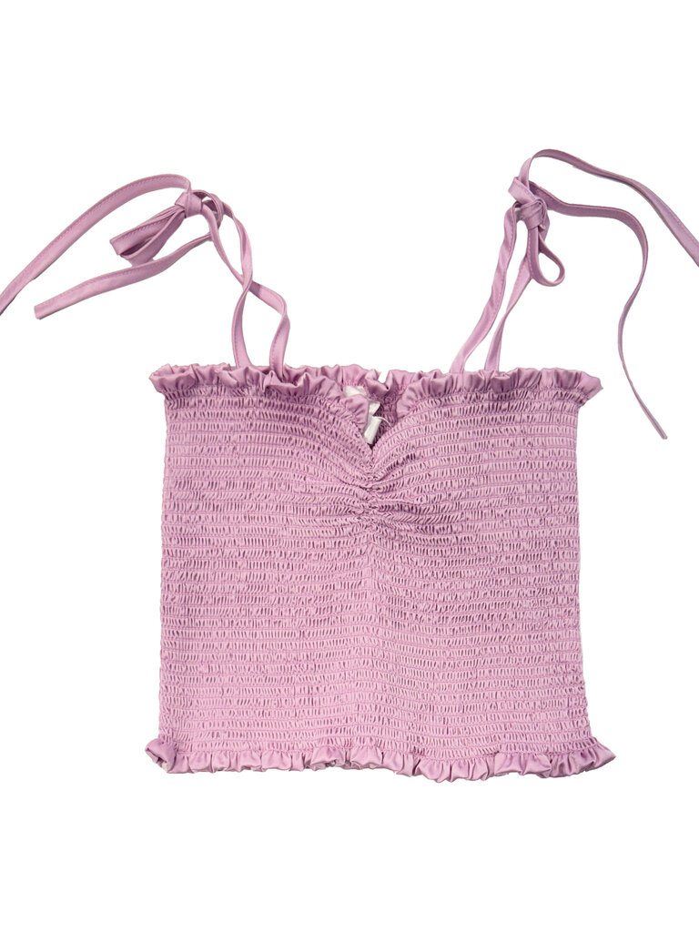 THEME Georgia Lavender Satin Smocked Top