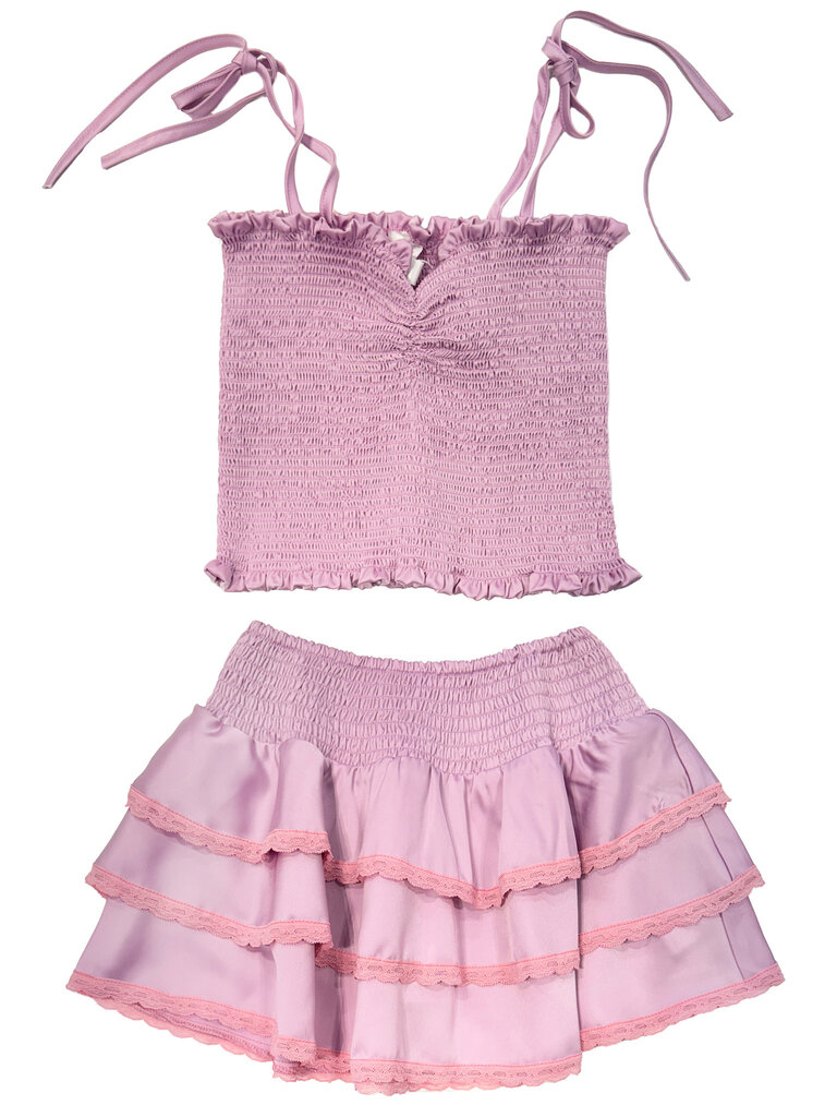 THEME Gemma Satin Lavender Mini Skirt