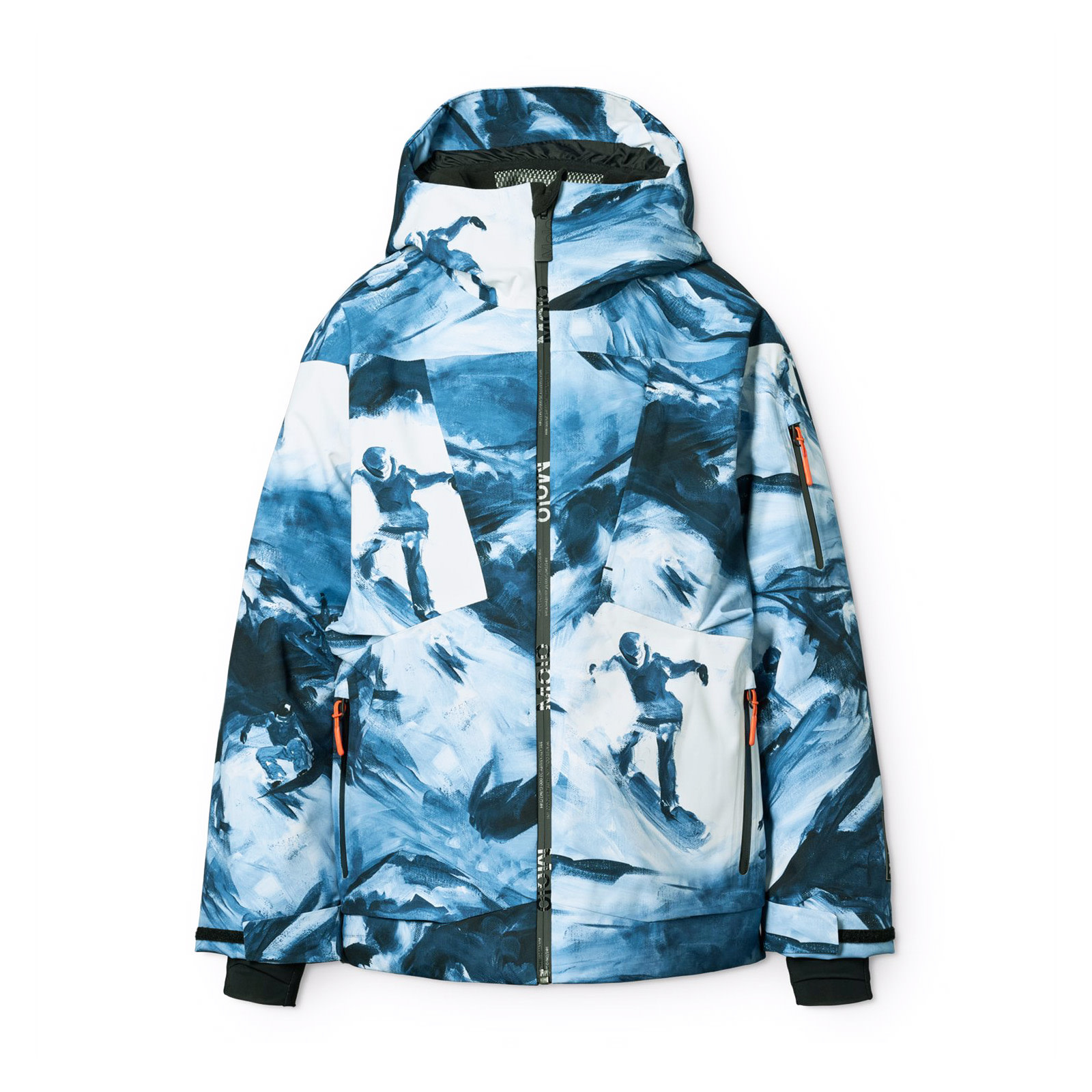 Molo Boys Ski Jacket Alpine Arty Mountains Print Pumpkin and Bean