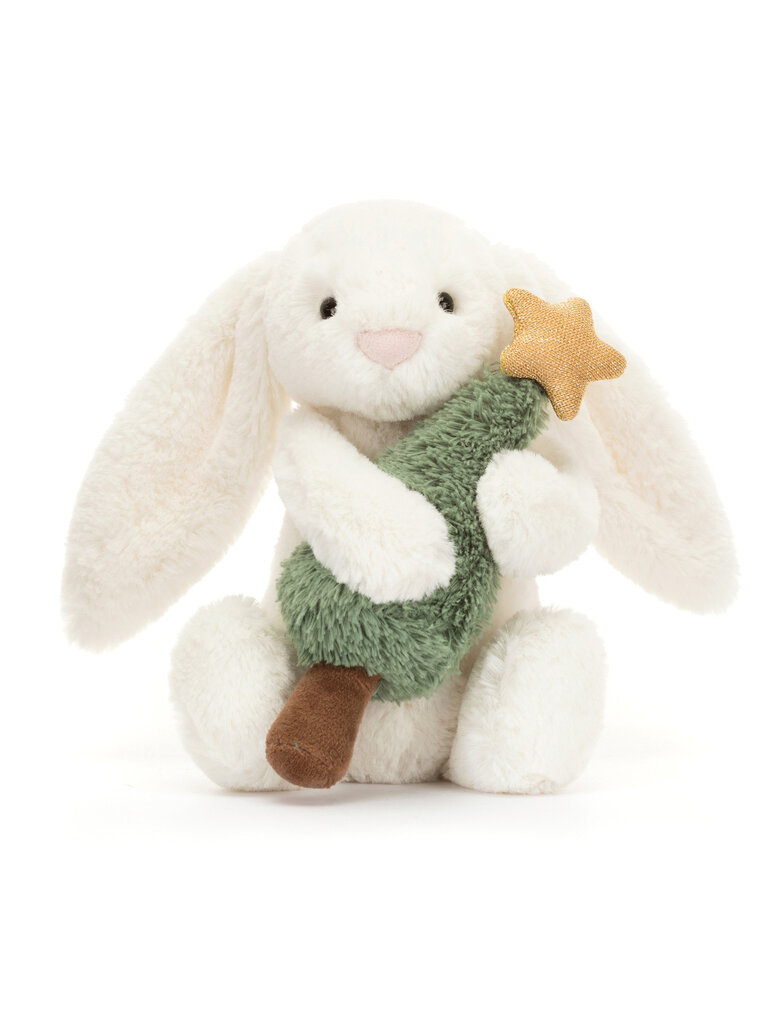 Jellycat Bashful Bunny with Christmas Tree