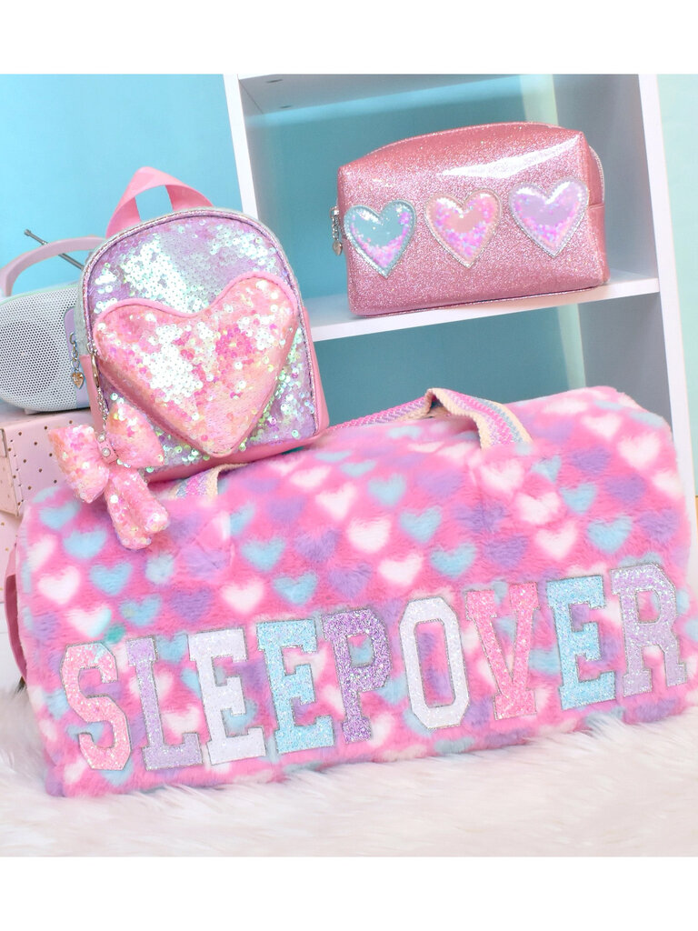 SLEEPOVER Heart Plush Duffle Bag