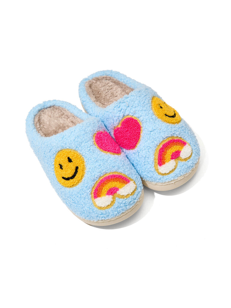 Malibu Sugar Blue Rainbow Fuzzy Slippers