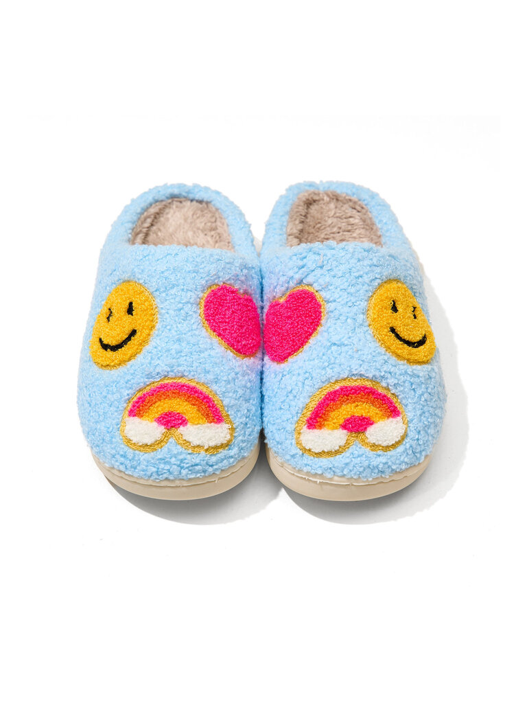 Malibu Sugar Blue Rainbow Fuzzy Slippers