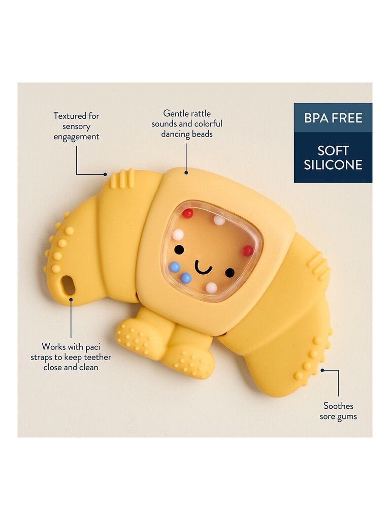 itzy ritzy Croissant Teething + Rattle Toy