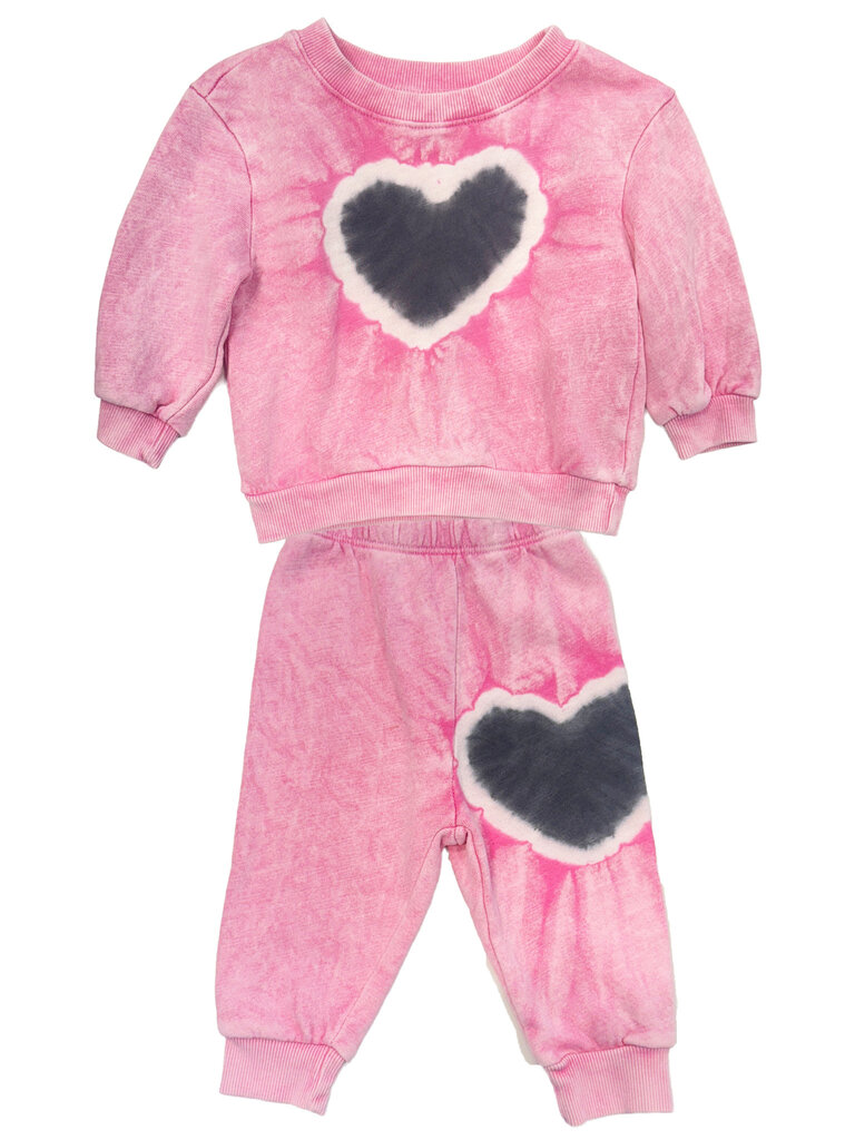 Californian Vintage Baby Girls Pink Tie Dye Heart Set