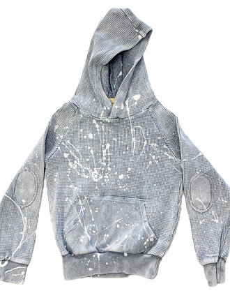 Californian Vintage Grey Paint Splatter Waffle Hoodie Californian Vintage Grey Paint Splatter Waffle Hoodie