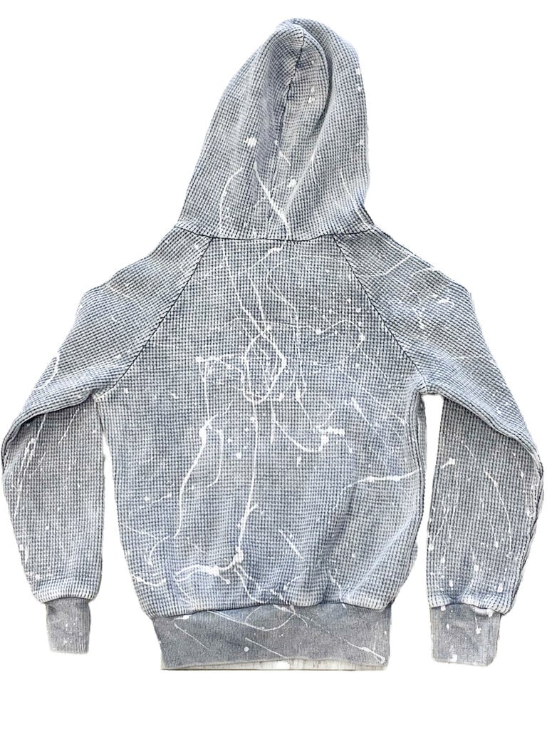 Californian Vintage Grey Paint Splatter Waffle Hoodie