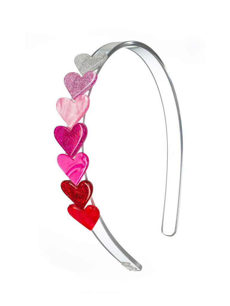 Lilies and Roses Mini Hearts Red Glitter Headband