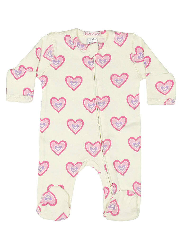 Baby Steps Soft Heart Zipper Footie