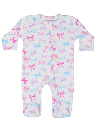 Baby Steps Tossed Bow Zipper Footie Baby Steps Tossed Bow Zipper Footie