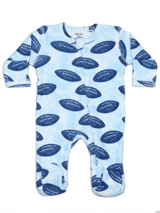 Baby Steps Blue Football Zipper Footie Baby Steps Blue Football Zipper Footie