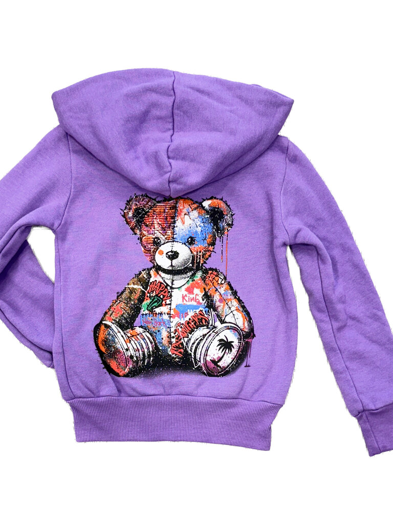 Californian Vintage Purple Teddy Bear Zip Hoodie