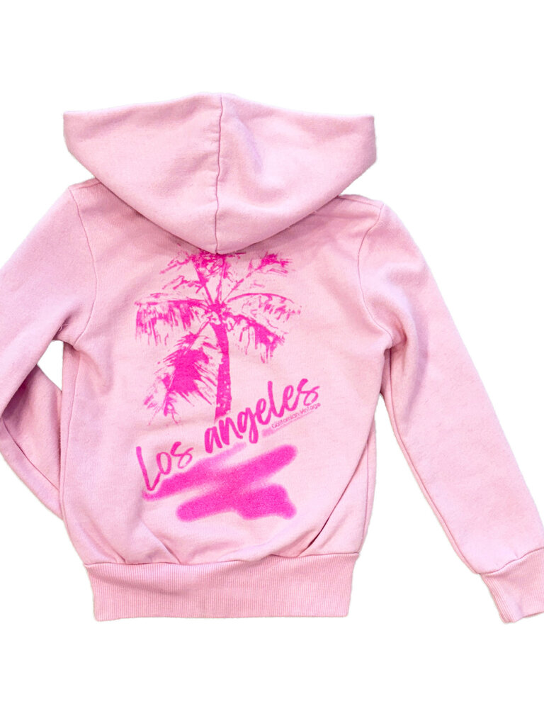 Californian Vintage Pink Palm Tree Zip Hoodie