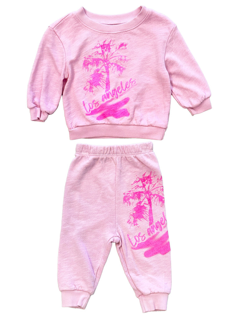 Californian Vintage Pink Palm Tree Baby Set