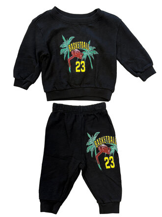 Californian Vintage Charcoal Basketball Baby Set Californian Vintage Charcoal Basketball Baby Set