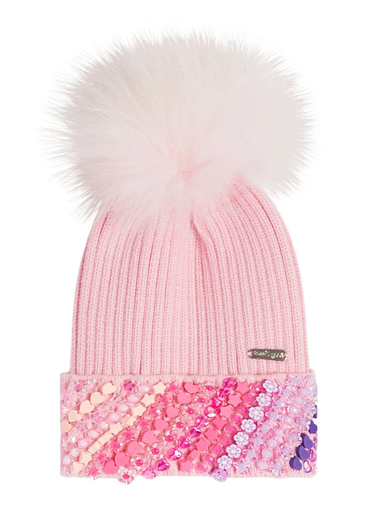 Bari Lynn Pom Charm Cuff Hat