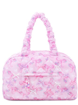 Quilted Floral Bow Duffle Bag