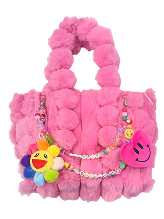 Bari Lynn Beaded Charm Faux Fur Tote