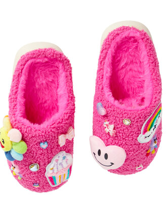 Bari Lynn Fuchsia Charm Plush Slippers