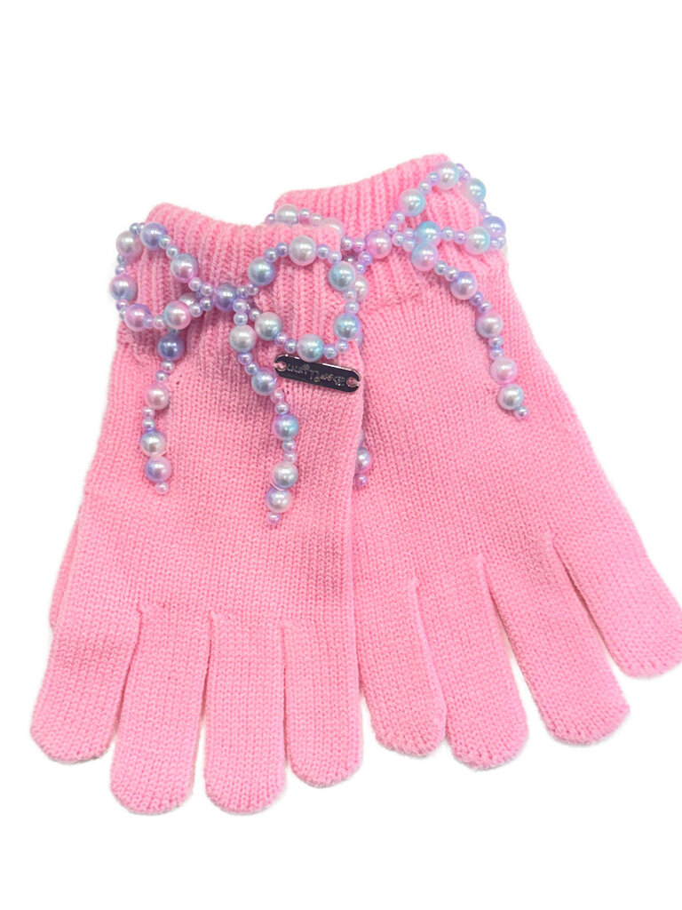Bari Lynn Pearl Bow Winter Gloves