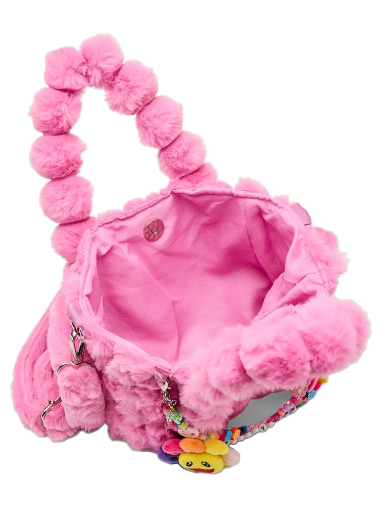 Bari Lynn Beaded Charm Faux Fur Tote
