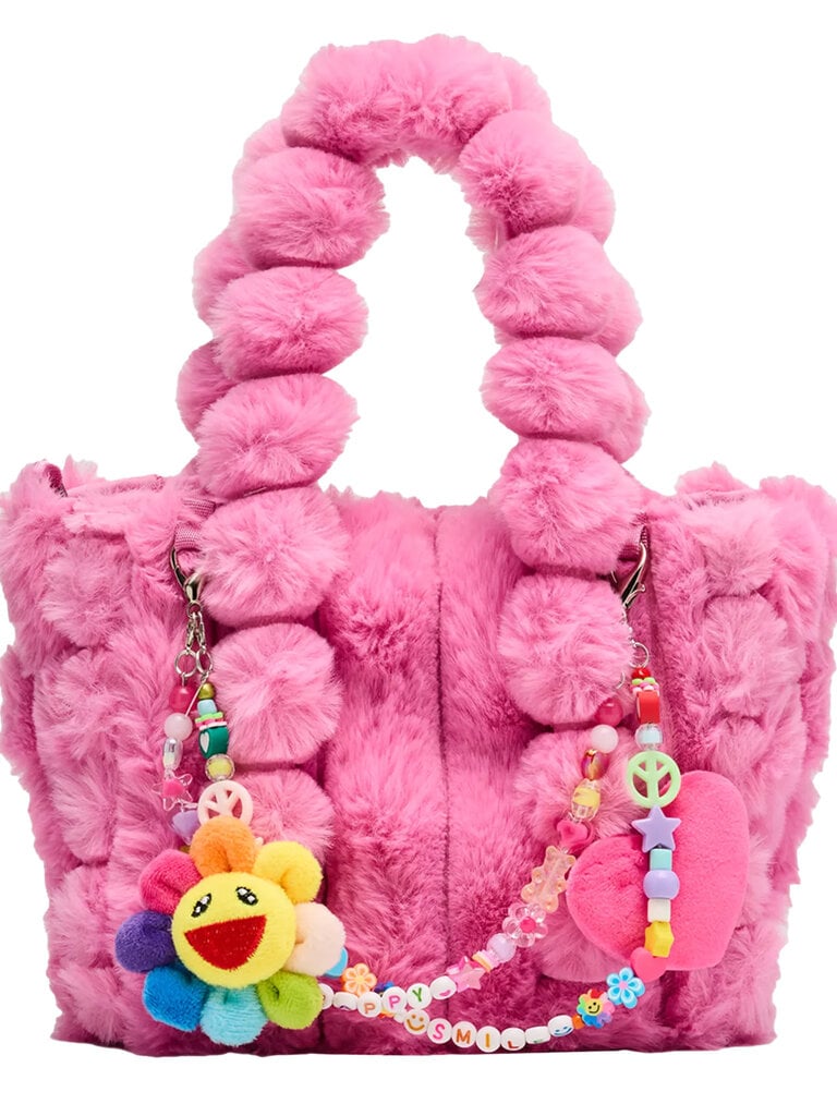 Bari Lynn Beaded Charm Faux Fur Tote